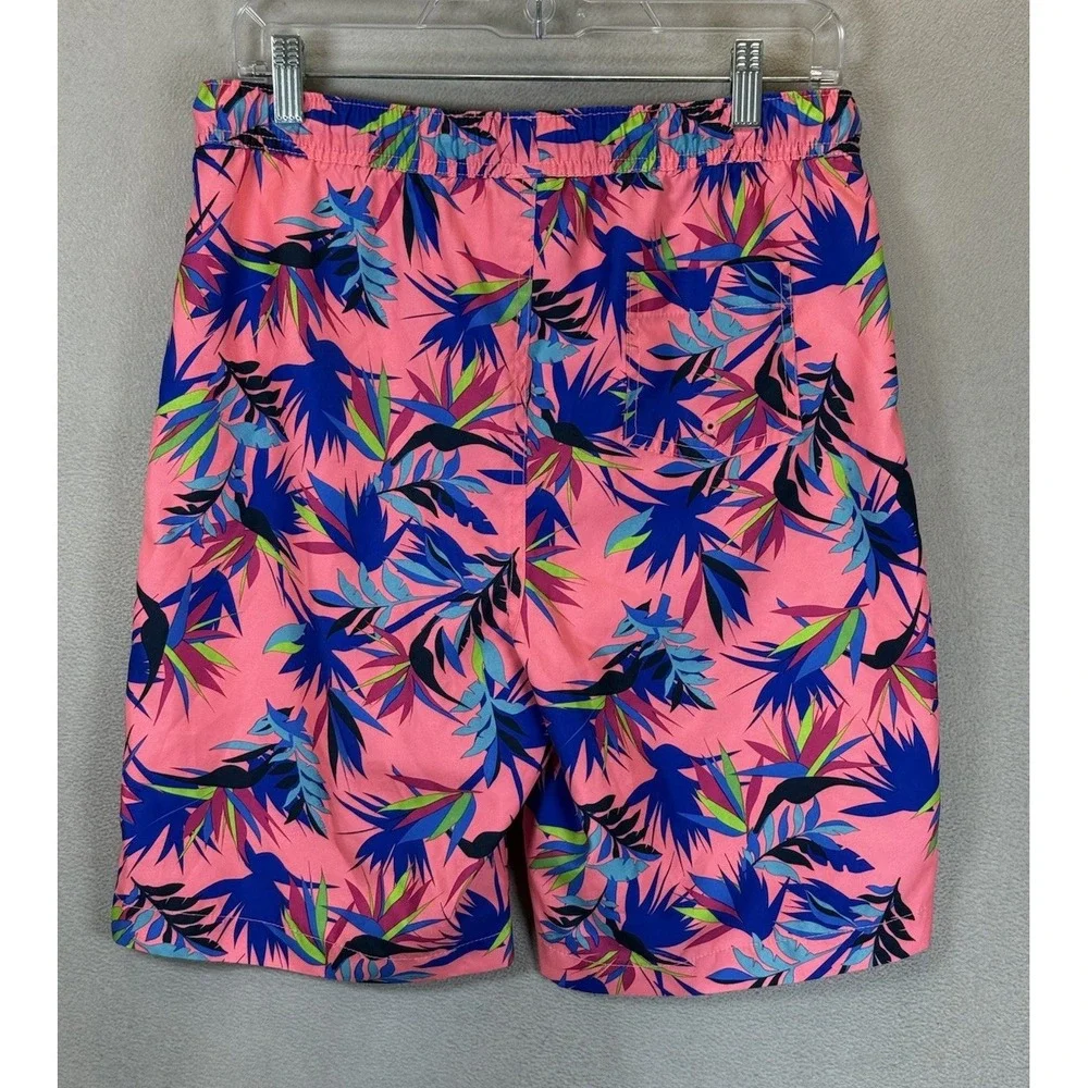 Lands End Boy's Sz 2XL (18-20) Pink Tropical Prints Mesh Lined Swim Trunk Shorts